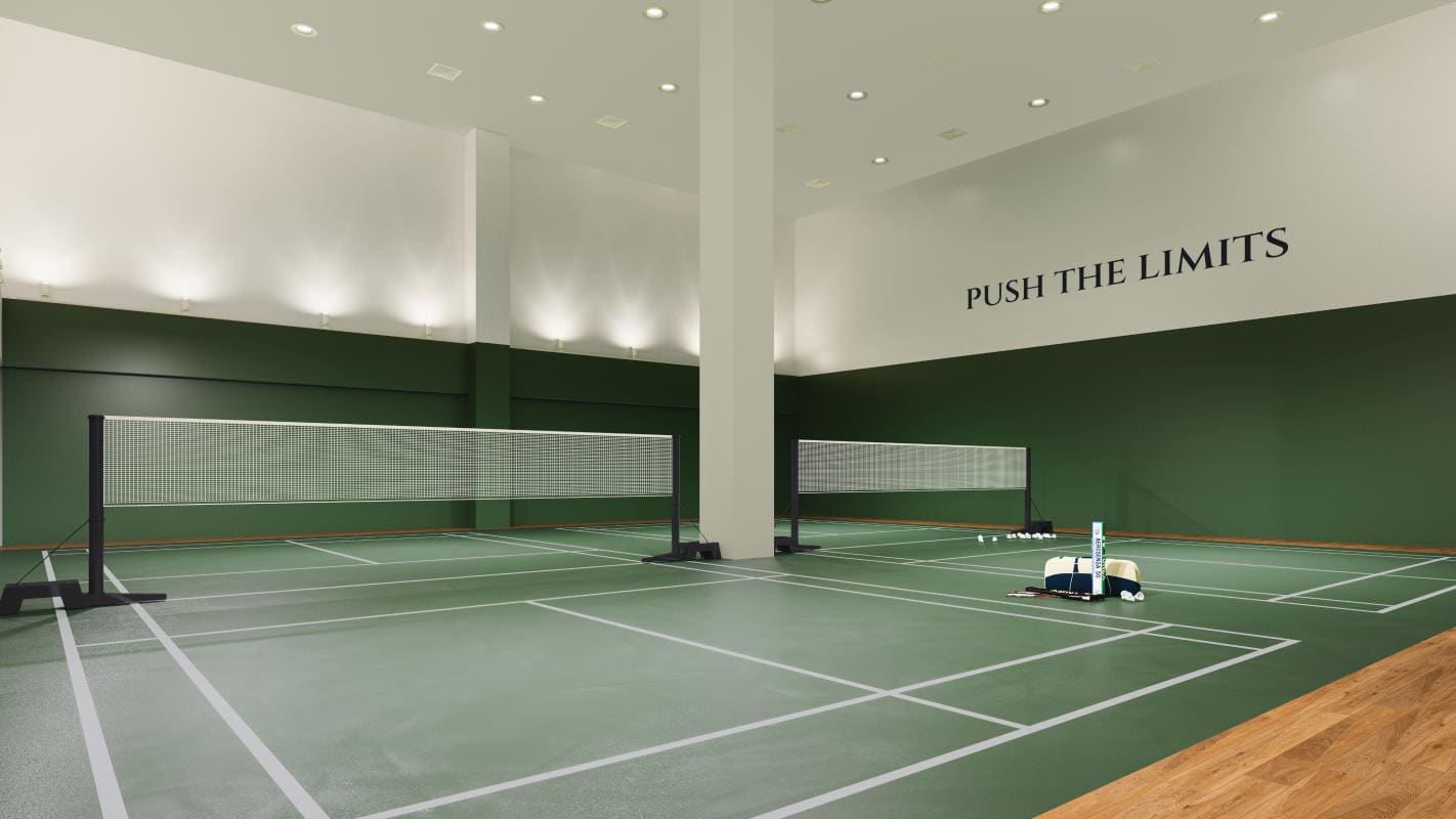 Indoor badminton courts at Cappella Embassy, Block D Level 2 — artist's impression