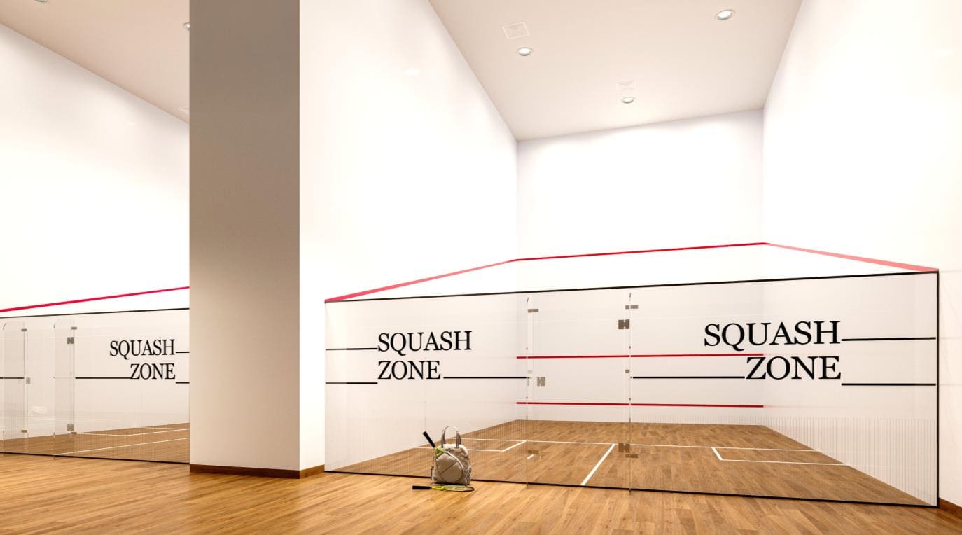 Squash courts at Cappella Embassy, Block D Level 2 — artist's impression