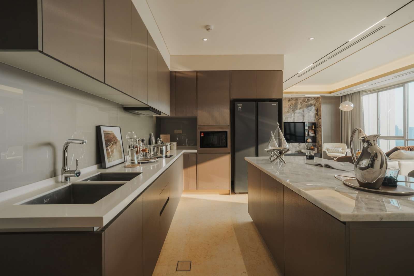 Type C show unit dry kitchen with built-in cabinetry at Cappella Embassy — show unit photograph