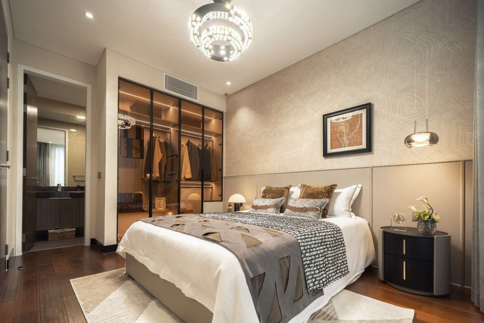 Type C show unit master bedroom with window seat at Cappella Embassy — show unit photograph